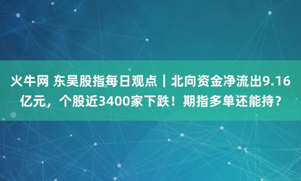 火牛网 东吴股指每日观点｜北向资金净流出9.16亿元，个股近3400家下跌！期指多单还能持？