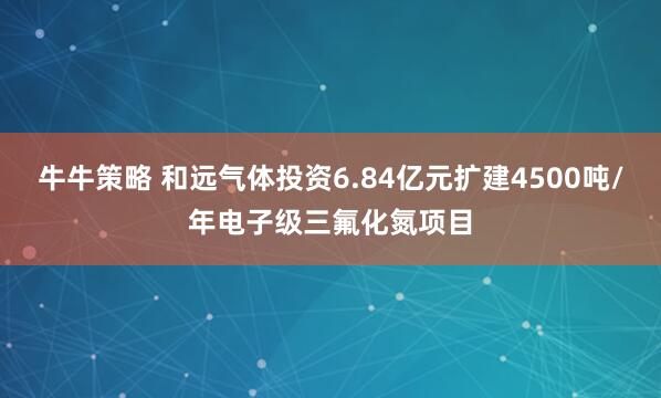 牛牛策略 和远气体投资6.84亿元扩建4500吨/年电子级三氟化氮项目