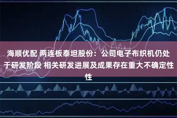 海顺优配 两连板泰坦股份：公司电子布织机仍处于研发阶段 相关研发进展及成果存在重大不确定性